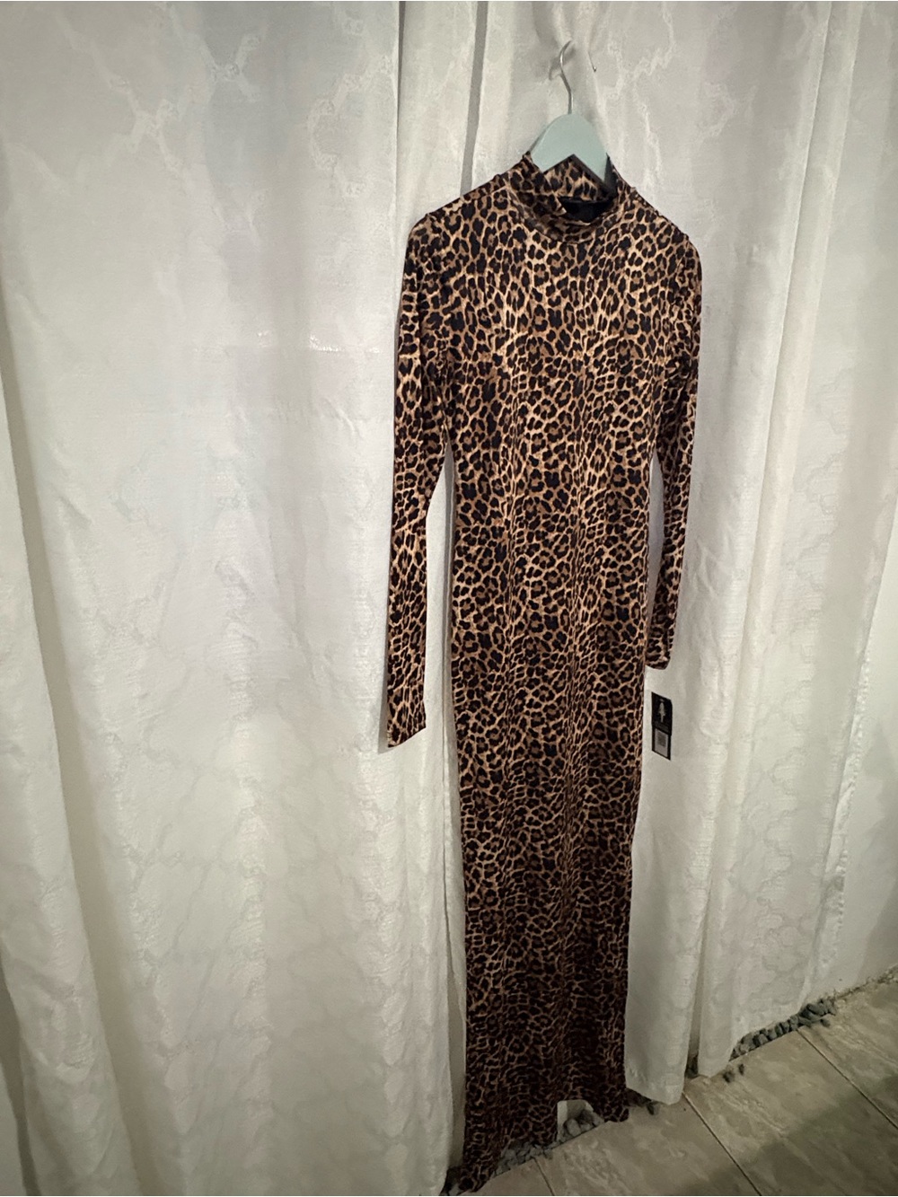 bebe Leopard Print Long-Sleeve Maxi Dress - Brown/Black